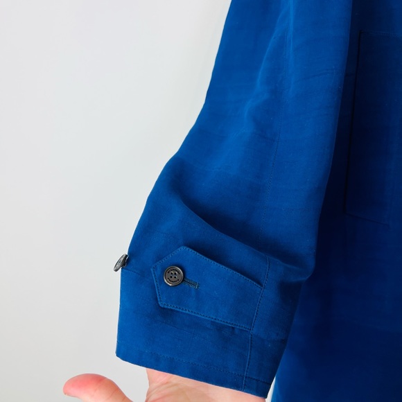 Burberry Prorsum 2014 Runway Blue 100% Silk Tailored Trench Coat UK L - Picture 7 of 14
